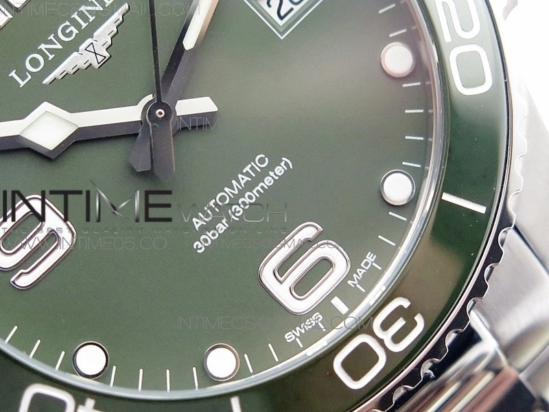 Conquest L3.840.4.56.6 Real Ceramic Bezel SS ZF 1:1 Best Edition Green dial On SS Bracelet A2824